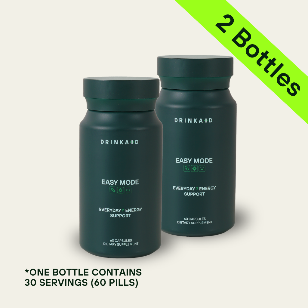 Easy Mode (Focus & Energy) product dark green bottle on a white background (60 servings, Pack of 2)